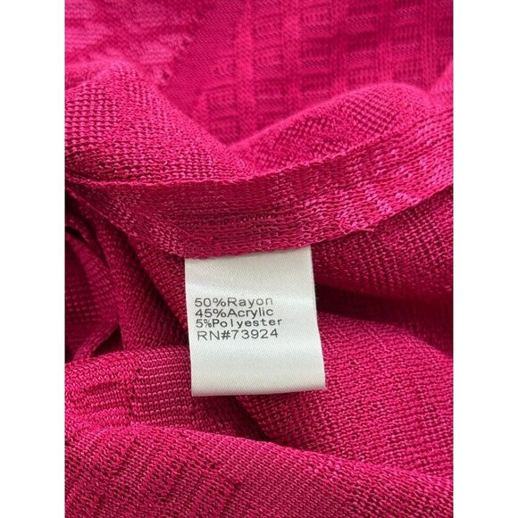 Ming Wang Knit Shift Dress Hot Pink Raspberry Short Sleeve Stretch Travel Size M - Picture 5 of 7